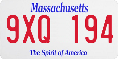 MA license plate 9XQ194