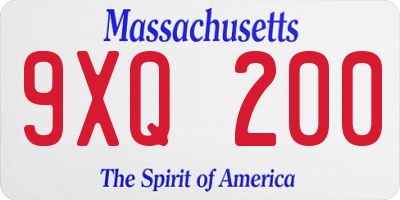 MA license plate 9XQ200