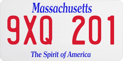 MA license plate 9XQ201