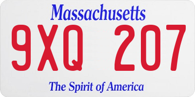 MA license plate 9XQ207
