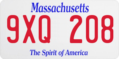 MA license plate 9XQ208
