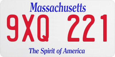 MA license plate 9XQ221