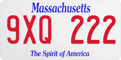 MA license plate 9XQ222