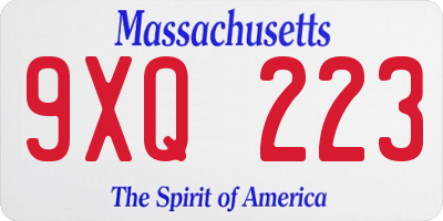 MA license plate 9XQ223