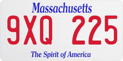 MA license plate 9XQ225