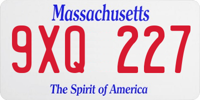 MA license plate 9XQ227