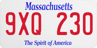 MA license plate 9XQ230