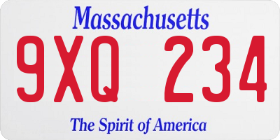 MA license plate 9XQ234
