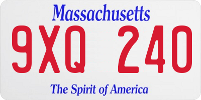 MA license plate 9XQ240