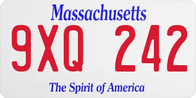 MA license plate 9XQ242