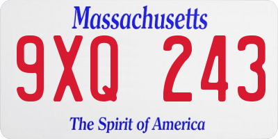 MA license plate 9XQ243