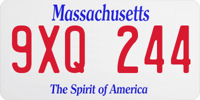 MA license plate 9XQ244