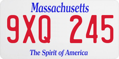 MA license plate 9XQ245