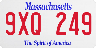MA license plate 9XQ249
