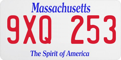 MA license plate 9XQ253