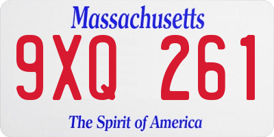 MA license plate 9XQ261