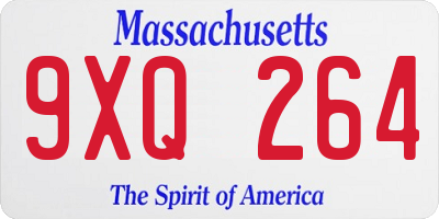 MA license plate 9XQ264