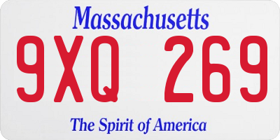 MA license plate 9XQ269