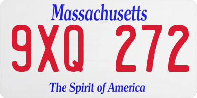 MA license plate 9XQ272
