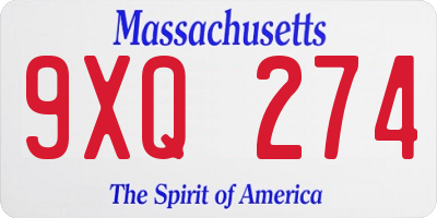 MA license plate 9XQ274