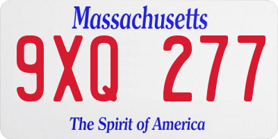 MA license plate 9XQ277