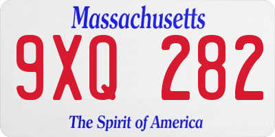 MA license plate 9XQ282