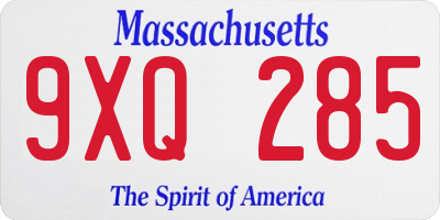 MA license plate 9XQ285