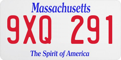 MA license plate 9XQ291