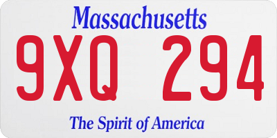 MA license plate 9XQ294
