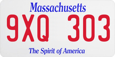 MA license plate 9XQ303