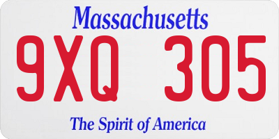 MA license plate 9XQ305