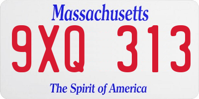 MA license plate 9XQ313