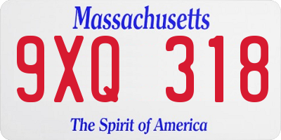 MA license plate 9XQ318