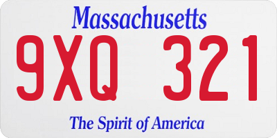 MA license plate 9XQ321