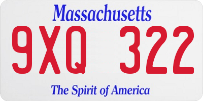 MA license plate 9XQ322