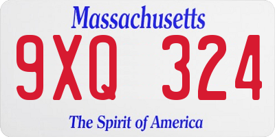 MA license plate 9XQ324