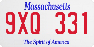 MA license plate 9XQ331