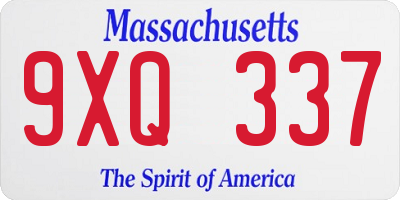 MA license plate 9XQ337