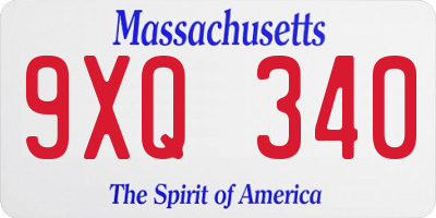 MA license plate 9XQ340