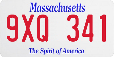 MA license plate 9XQ341