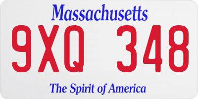 MA license plate 9XQ348
