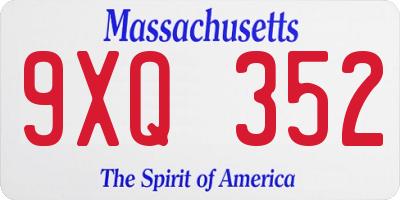 MA license plate 9XQ352