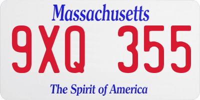 MA license plate 9XQ355