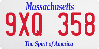 MA license plate 9XQ358