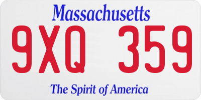 MA license plate 9XQ359