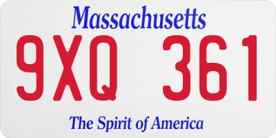 MA license plate 9XQ361