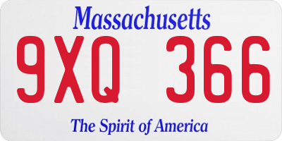 MA license plate 9XQ366