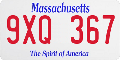 MA license plate 9XQ367