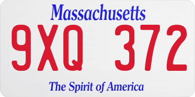 MA license plate 9XQ372