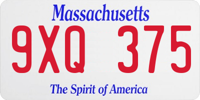 MA license plate 9XQ375